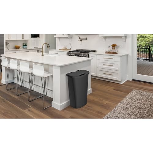 Tall Slim Plastic Trash Can with Secure Snap-On Lid, Space-Saving Large Capacity Kitchen Garbage Bin, Household Narrow Waste Basket for Bathroom, Bedroom, Laundry Room & Home Corner Storage