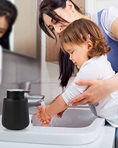 Bosilunlife 12Oz Ceramic Foam Soap Dispenser for Bathroom Kitchen Counter | Premium countertop foam pump creates delicate dense foam, stable desktop placement, Matte Black - color: Matte Black
