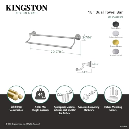 Kingston Brass BA556318C Royale 18-Inch Double Towel-Bar, Polished Chrome