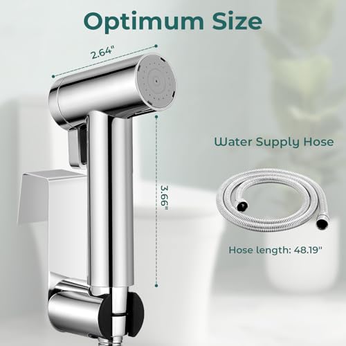 Handheld Bidet Sprayer for Toilet, Adjustable Water Pressure Control Rotary Switch with Bidet Hose, Exclusive Single Nozzle High Pressure Mode for Cleaning Stubborn Stains, Chrome-1 - color: Chrome-1