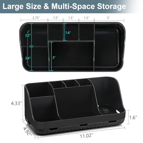 GFWARE Black Toothbrush Holder - 7 Slots Bathroom Organizer Countertop with Drainage Matte Black Electric Toothbrush and Toothpaste Holder for Bathroom Accessories Organization Vanity Sink Storage | Detachable 7 Slots Matte Black Kid Electric Toothbrush a