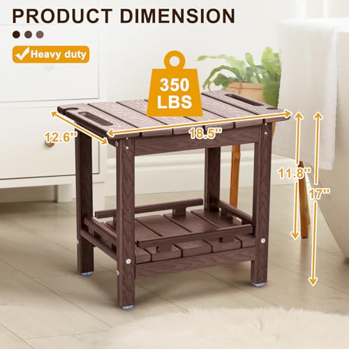 NALONE Shower Bench, HDPE Shower Stool for Shaving Legs with Handle (Wood) | Indoor and Outdoor Use, All Weather and Long Last, Perfect for Inside Shower - size: Wood