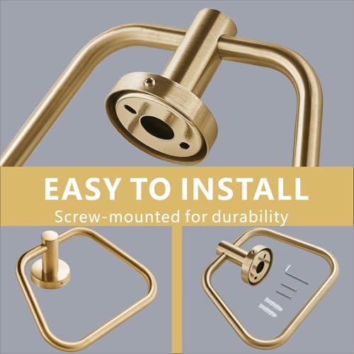 Bath Towel Ring, Bathroom Hardware Towel Holder, Gold Towel Ring for Bathroom, Modern Trapezoid Wall Mounted Towel Hanger, 304 Stainless Steel (Gold) - color: Gold