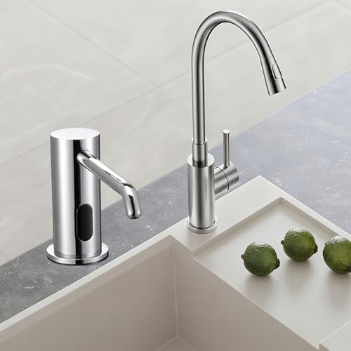 Touchless Automatic Soap Dispenser Sensor Built-in Sink Soap Dispenser | Electric Soap Pump Suitable For Home And Commercial Use Large Capacity 33.81oz Liquid Dispensing Accessory, Chrome - color: Liquid-chrome