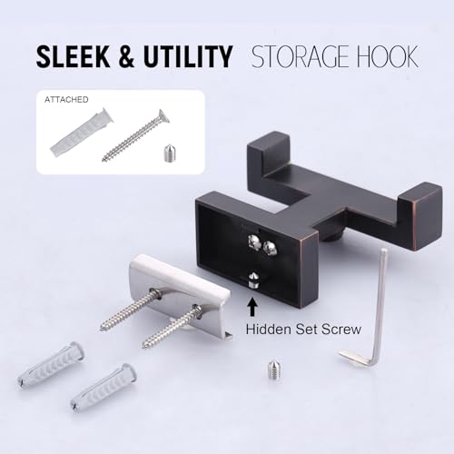 Double Bathroom Towel Hook for Wall Mounted - Oil Rubbed Bronze Modern Towel Holder - Heavy Duty Coat Robe Hooks for Wall - Stainless Steel Shower Towel Hanger - color: Oil Rubbed Bronze