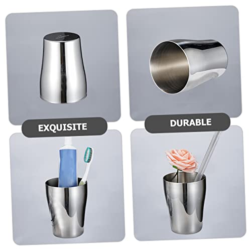 PRETYZOOM Stainless Steel Tooth Mug Rinsing Cup for Brushing Teeth Reusable Mouthwash Cup Unique Design for Home Couples Impact Resistant Easy to Clean