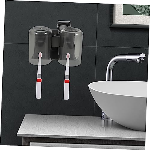 IMIKEYA 1set Nail Wall Mount Toothbrush Holder with Double Cups for Couples Easy Installation Space-Saving Bathroom Organizer for Toothbrushes and Sundries Suitable for Smooth