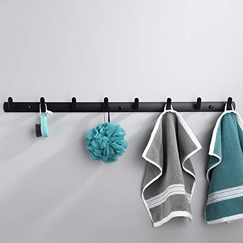 Wall Mounted Coat Rack, 8 Hooks, 29.7"x1.3", Modern, Black, 2 Pcs | Space Aluminum, Rustproof, for Hallway, Entryway, Hanging Holder for Clothes, Towel, Backpack, 40 lbs Capacity, Easy Install - size: 8 Hooks(2 packs)