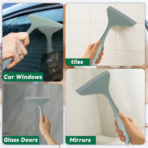 2-Pack Shower Squeegee for Glass Doors & Window | 7.8" Blade Cleaning Tool for Bathroom, Car Windshields, Mirrors, Tiles