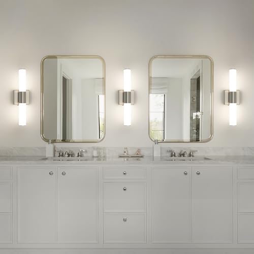 Brushed Nickel Vanity Light for Bathroom Lights Fixtures Over Mirror 5CCT Dimmable Vanity Light Bar 15.74-Inch 12W Bathroom Lighting Fixtures for Mirror - size: 15.74 in-12W-5CCT