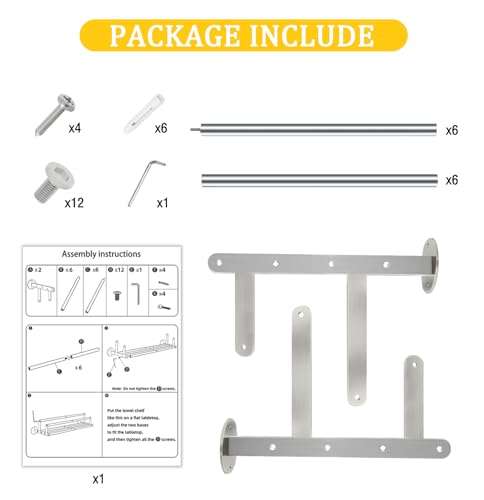 Double Towel Racks for Bathroom, Towel Rack with Shelf, Towel Shelf with Double Towel Bar Brushed Nickel, Wall Mount Towel Holder Stainless Steel, 32 Inch Towel Bar with Shelf - size: 32 Inch