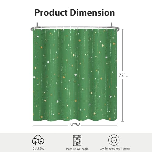 Starry Night Shower Curtain, Waterproof Shower Curtains for Bathroom, Cloth Star Shower Curtain Set with Hooks, Green Celestial Space Shower Curtains, 60x72 Inches - color: Starry Night - Green, size: 60"W x 72"L (Pack of 1)