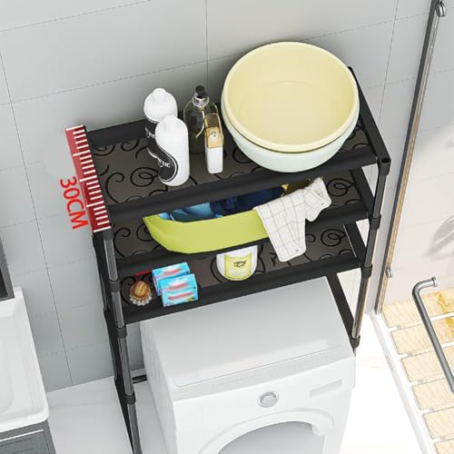 3-Tier Over the Toilet Storage, Metal Bathroom Shelve, Over Toilet Bathroom Organizer, Space Saver Bathrooms Shelve for Restroom Laundry Balcony, Black - color: Black
