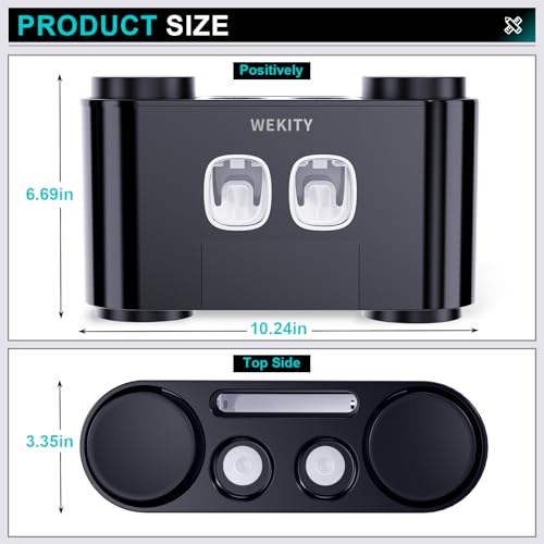 Toothbrush Holder,Multi-Functional Wall Mounted Toothbrush Holder,Toothpaste Dispenser for Bathroom with 2 Toothpaste Squeezers,5 Toothbrush Slots and 4 Cups(Black) - color: Black