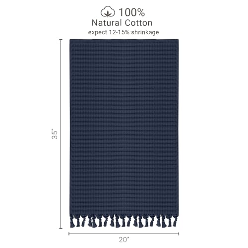 GILDEN TREE Decorative Waffle Hand Towels for Bathroom, 20x35 Large, Quick Drying Fingertip Towel, 2 Pack, Modern Style (Midnight Blue)