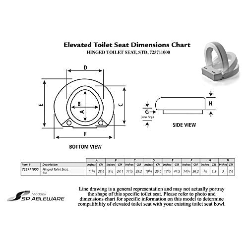 Maddak Inc. Maddak Hinged Elevated Toilet Seat, Standard (725711000), White