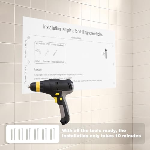 20" Foldable Shower Seat Wall Mounted, Folding Shower Bench for Shower Spaces, 450lbs Max Load for Inside Shower - size: 20INCH