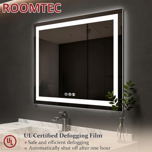 ROOMTEC 88x38 Inches LED Bathroom Mirror with Lights, Vanity Mirror with Front and Backlight, Smart Dimmable Anti-Fog LED Mirror for Bathroom, Memory Function, Tempered Glass (Horizontal) - size: 88"L x 38"W