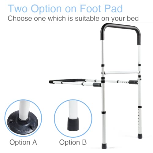 Bed Assist Rails Adjustable, Safety Bed Handle with Leg, Fall Prevention Hand Guard Grab Bar Bed Cane, Bed Rails for Elderly, Adults, Senior, Handicap, Disabled, Fit King, Queen, Full, Twin