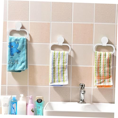 Self-Adhesive Towel Ring for Bathroom and Kitchen No Drilling Required Abs Material Modern Design Easy Installation White Towel Holder for Towels and More