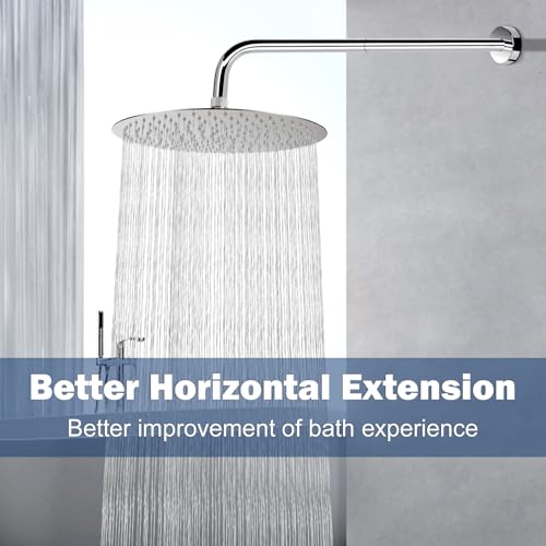 NearMoon Shower Arm, Extra Extension Arm with Flange, Stainless Steel Wall-Mounted Showerhead Extender Pipe (20 Inch, Chrome Finish) - color: Chrome Finish, style: 20 Inch