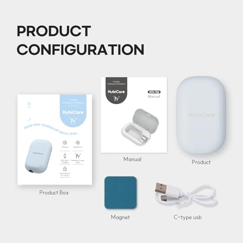 HubiCare Toothbrush Case, Pastel Color Portable Mini Toothbrush Covers with Holder, Rechargeable Travel Home Toothbrush and Holder, Cleaner Case for All Electric & Manual Toothbrushes (Blue) - color: Blue