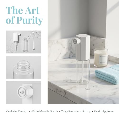 Rechargeable Automatic Foam Soap Dispenser Touchless Electric Foaming Maker Countertop Foam Dispenser for Bathroom Kitchen, Suitable for Shampoo, Body Wash, Facial Cleanser and Pet Bathing Foam Making