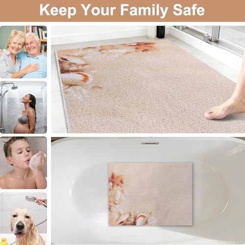 Loofah Shower Mat Non Slip : 24x16 inch Shower Mats for Inside Shower with Drain Hole, Anti Slip Shower Mat - color: Coastal, size: 24" x 16" (Rectangular)