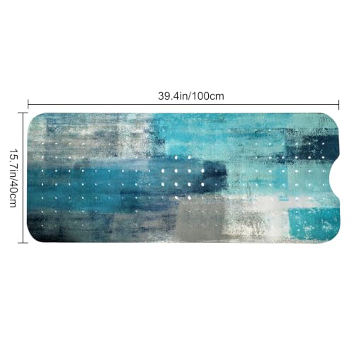 LNOND Turquoise Bathtub Mat Non Slip, 40 X 16 Inch Tub Mat for Bathroom, Abstract Art Bath Tub Shower Mat with Drain Holes and Suction Cups - color: Orange