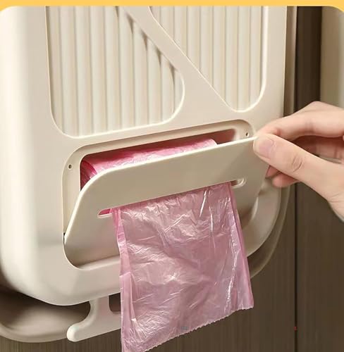 Yansanido Foldable Trash Can, 9.8 Inch x 7.87 Inch x 4.7 Inch Plastic White Hanging Garbage Can for Kitchen, Household, Office and Outdoors (Medium)