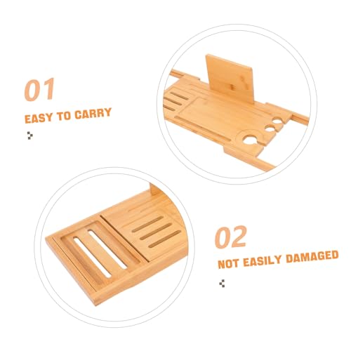 TIDTALEO Bamboo Bath Tray Expandable Bathtub Organizer for Soap Shampoo Body Wash Accessories Stylish Storage Rack for Relaxing Spa Experience