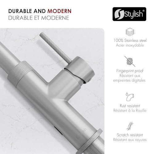 Stylish Touchless Kitchen Faucet with Pull Down Sprayer Single Lever Handle Dual Function Kitchen Sink Faucet with Ceramic Cartridge and Aerator Brushed Stainless Steel Finish, K-150SM - color: Brushed Stainless Steel