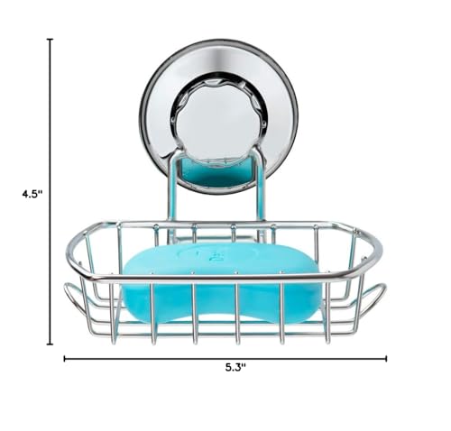 SANNO Suction Soap Dish,Soap Holder with Hooks, Soap Dish Saver Tray Bar Soap Sponge Holder for Shower Bathroom, Tub and Kitchen Sink - color: Stainless Steel