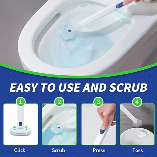 BOOMJOY Disposable Toilet Brush Set with 15 Wand Refills, Toilet Bowl Cleaner Wand with Holder, Toilet Cleaning System Starter Wand Kit, Bathroom Cleaning Set
