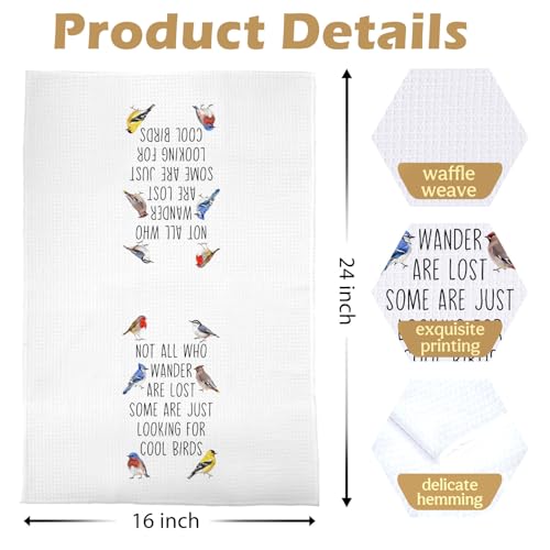 Bird Gifts Kitchen Towels - Funny Birds Farmhouse Decorative Waffle Dish Towels, Bird Watching Gifts Hand Towel, Birds Tea Towel, 16x24 Inch - color: Birdwatching-07