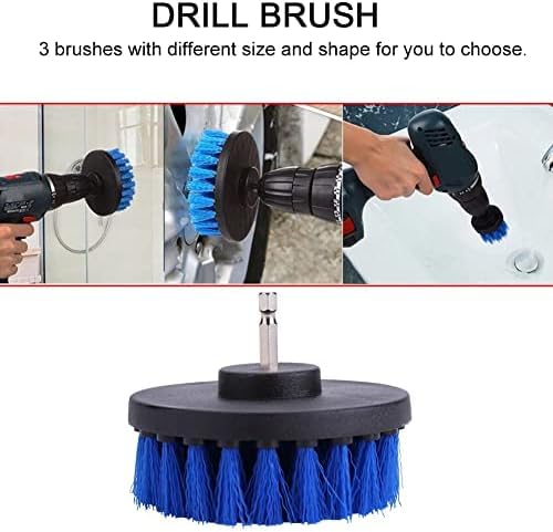 Drill Power Cleaning Brush Set of 4, Power Scrubber Brushes with Extended Attachment, All Purpose for Floor, Tub, Shower, Tile, Bathroom and Kitchen Surface, Blue - color: Blue