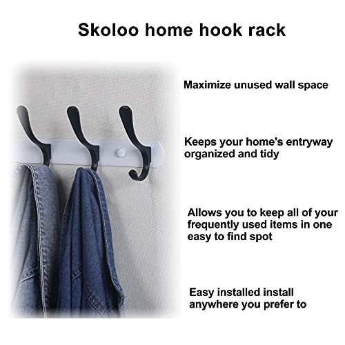 SKOLOO Modern Metal Wall Coat Rack with 5 Hooks - Sturdy Wall Hook Rack for Hanging Coat, Jacket, Clothes, Hat, Black on White - color: Black on White