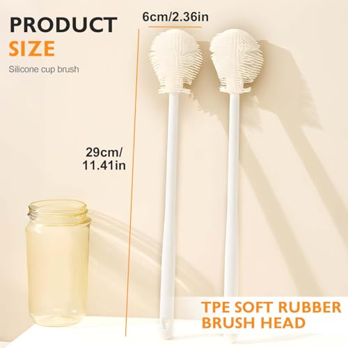 360° Flexible Silicone Bottle Brush with Long Handle, 2025 New Bottle Cleaning Brush, Deep Cleaning Brush for Narrow Neck Bottles, Water Bottles, Baby Bottles, Flasks Soft Bottle Brush (2PC) - color: 2pc