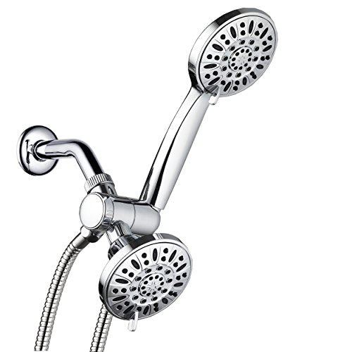 AquaDance Total Chrome Premium High Pressure 48-setting 3-Way Combo for The Best of Both Worlds – Enjoy Luxurious 6-setting Rain Shower Head and 6-Setting Hand Held Shower Separately or Together | Enjoy Two 6-Setting Rain & Hand Showerheads Separately or