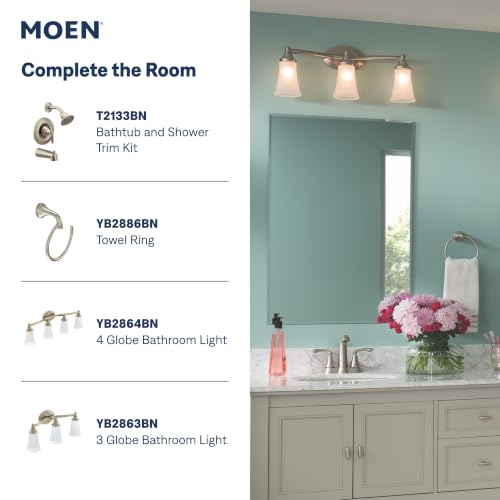 Moen Eva Brushed Nickel Two-Handle 4-Inch Centerset Bathroom Faucet with Drain Assembly, Bathroom Faucets for Sink 3-Hole, 6410BN - color: Brushed Nickel