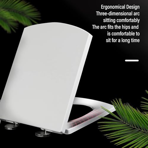 Soft Close Toilet Seat With Quick Release, Non-Slip Bumpers, Top Fixing, Easy Cleaning Loo Seat(44~50 * 37cm) - size: 44~50*37cm