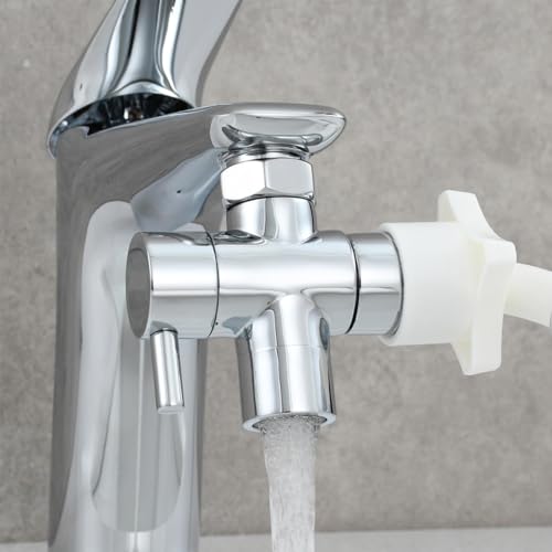 Sink Faucet Valve Brass 3-Way Diverter Splitter M22-M24 G1/2 Adaptor - color: Metal Sliver with 3 Adapters