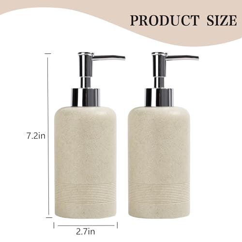 2pcs/Set Hand Soap Dispenser Sets - 10.8oz Refillable Resin Liquid Soap Dispensers with Rust-Proof Pump for Bathroom Countertop or Kitchen, Beige - color: Beige