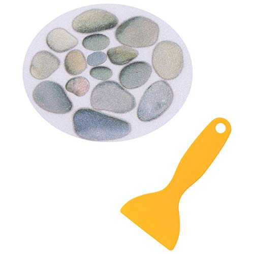 DOITOOL Bathroom Anti Slip Stickers 4 Pack 5.90X5.90 Inch Self-Adhesive Tub Safety Decals with Stone Pattern for Shower Bathtub and Wet Surfaces Prevention