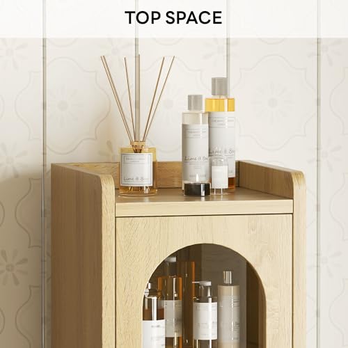 LIKIMIO 69" Tall Bathroom Cabinet with Drawer and Tissue Holder | Slim 11.8-inch footprint adds two doors, one drawer, adjustable shelves, and a pull-out tissue holder, Rustic White - color: Rustic White, size: Medium