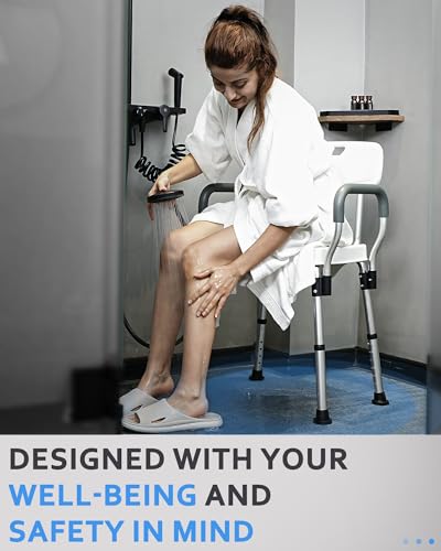 Sangohe Shower Chair - Shower Chairs for Inside Shower - U-Shape Seat Heavy Duty Shower Seat - Shower Chairs with Arms for Handicap - Wide Shower Seats for Elderly - Shower Chair for Bathtub, 796E - size: Large with U-Shape Seat