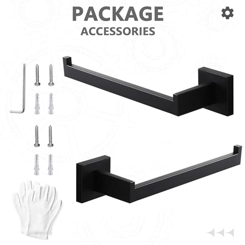 LANC Bathroom Hand Towel Holder 10 Inche Matte Black Hand Towel Bar 2 Pack Left and Right Side Square Towel Ring for Kitchen Toilet Wall Mount Stainless Steel Modern Towel Rack,A8806MB-LRP2 - color: Matte Black, size: Left & Right