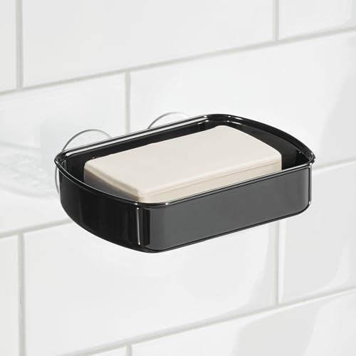 iDesign Suction Cup Soap Dish for Shower - Black - color: Black