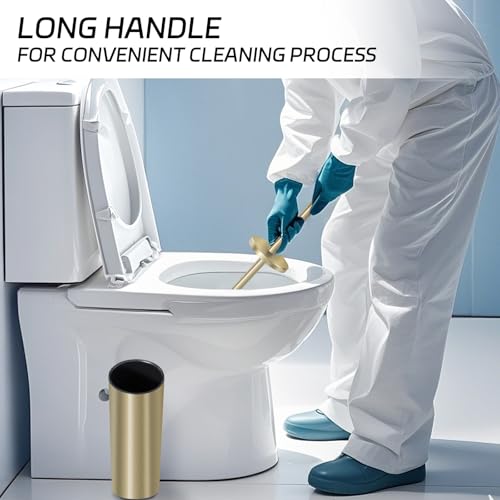 Stainless Steel Toilet Brush with Holder Set for Bathroom Storage and Organization Toilet Bowl Cleaner Brush and Holder (1, Gold) - color: Gold