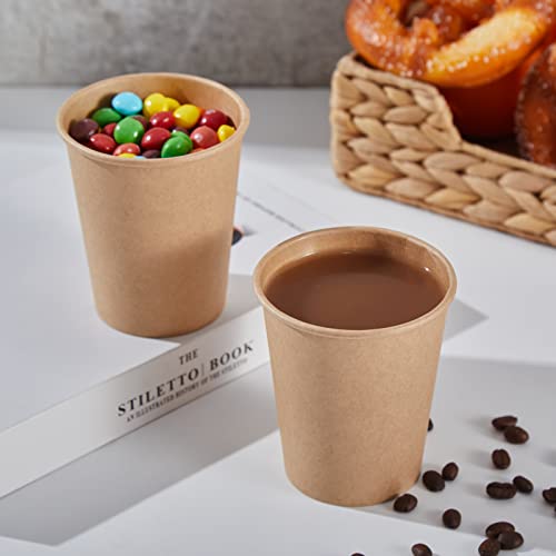 SIUQ 400 Pack 8 oz Kraft Paper Cups, Unbleached Disposable Coffee Cups | Brown Thickened Paper Cups for Hot/Cold Beverage, Party, Home, Cafes, Bistros, Businesses - style: 8oz-400pack